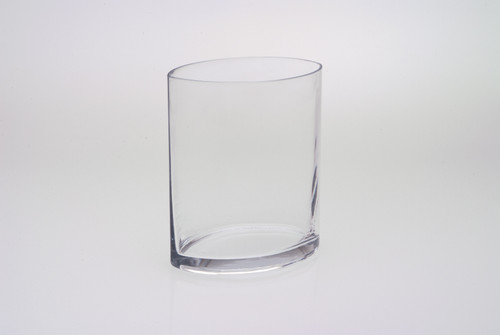 7.5in Tall Fish Eye Oval Clear Glass Vase