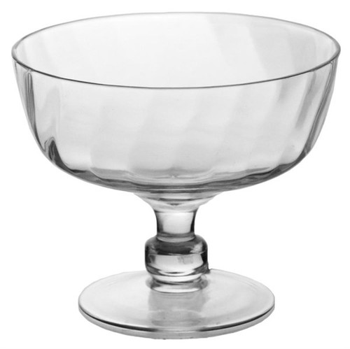 8in Wide Optic Clear Glass Compote Vase