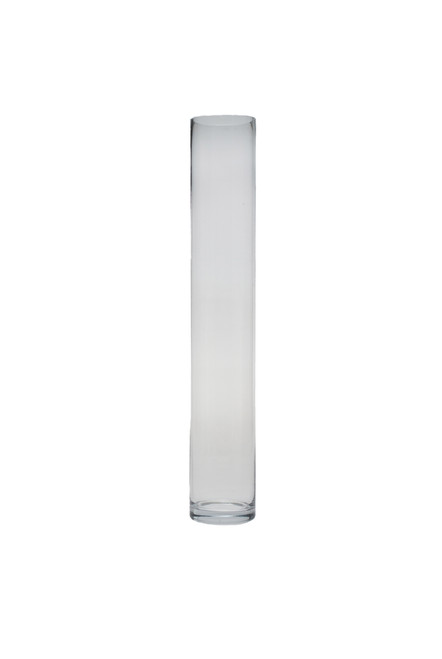 24in Tall Cylinder Clear Glass Vase