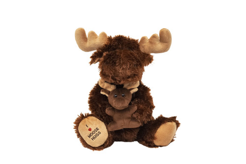 8in Tall Sitting Moose with Baby Plush