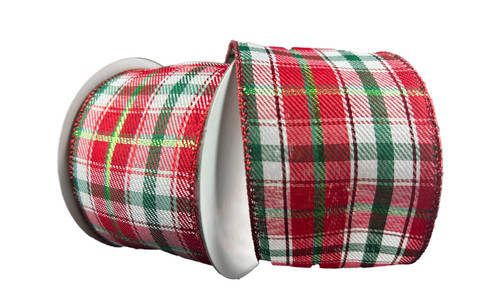 #40 Winston Plaid Xmas Ribbon - Wired Edge (20yd)