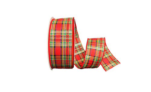 #40 Dandy Plaid Xmas Ribbon - Wired Edge (50yd)