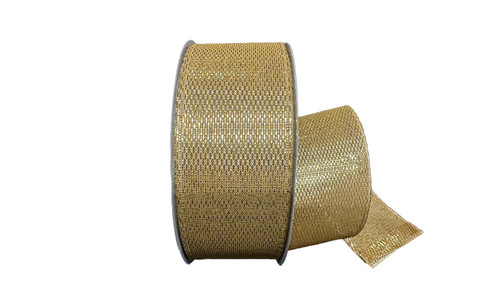 #40 Stary Metallic Xmas Ribbon - Wired Edge - Gold (50yd)