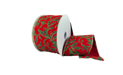#40 Gilded Holiday Velvet Ribbon - Wired Edge (20yd)