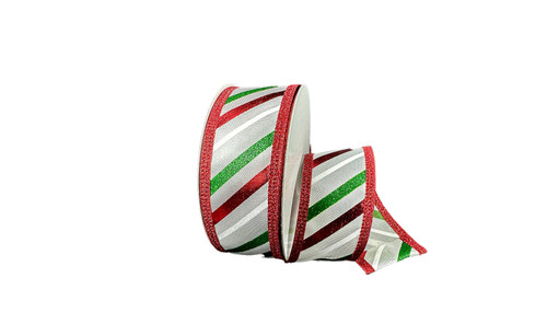 #9 Candy Stripe Xmas Ribbon - Wired Edge (20yd)