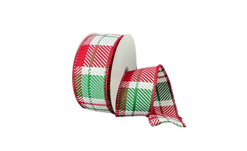 #9 Evans Plaid Xmas Ribbon - Wired Edge (20yd)