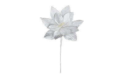 22in Velvet Poinsettia - White
