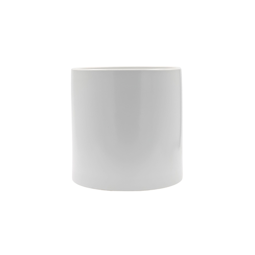 7in Wide Cylinder Ceramic Vase - White