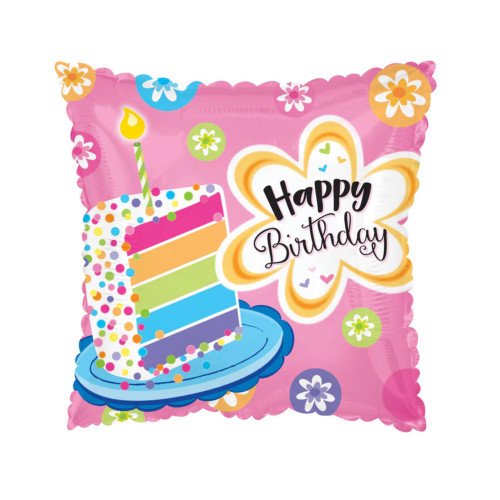 18in Happy Birthday Cake Foil Balloon