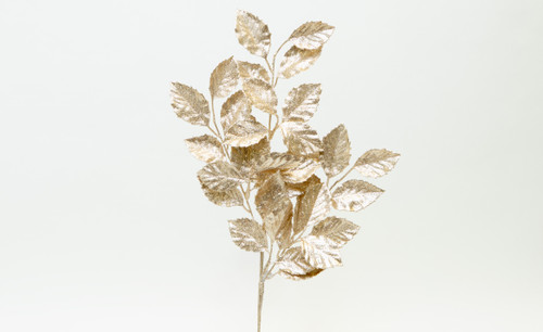 23in Glitter Apple Leaf Spray x8 - Champagne
