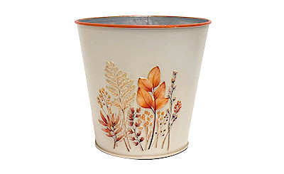 5in Wide Fall Botanical Tin Pot Cover