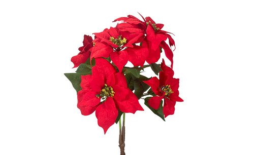 18in Velvet Poinsettia Plug - Red