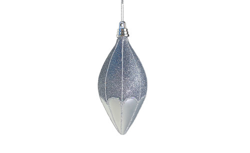 5in Silver Shuttle Chrome Glitter Ornament
