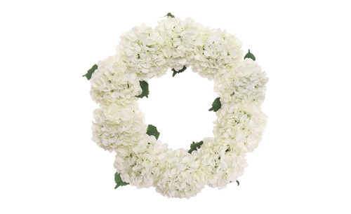 24in Hydrangea Wreath - White