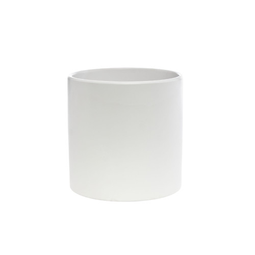 6in Wide Cylinder Ceramic Pot - White