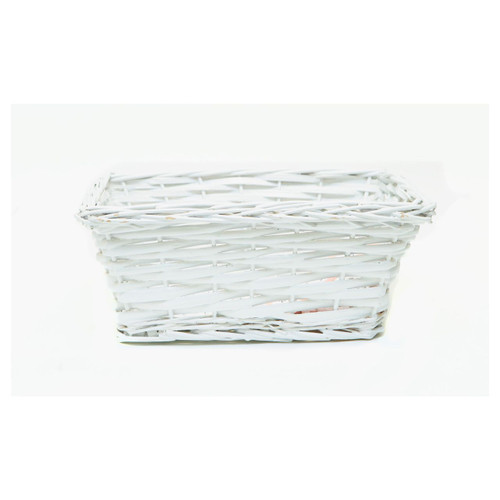 12.5in Long Willow Rectangular Basket Tray - White
