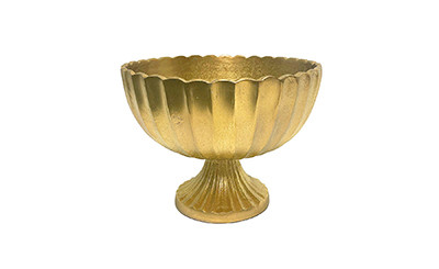 8.5in Wide Scallop Metal Compote Vase