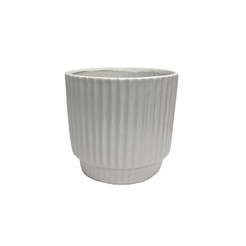 7in Wide Cora Ceramic Pot - White