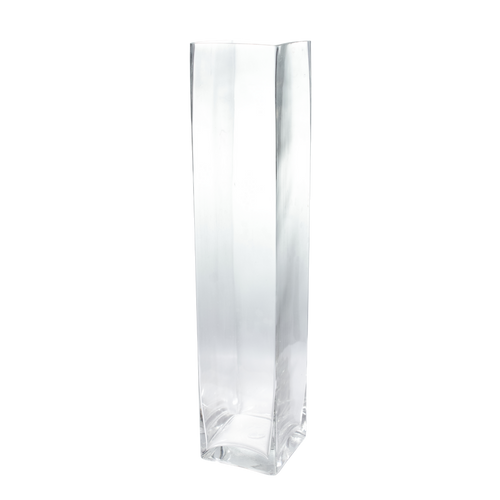 24in Tall Square Clear Glass Vase