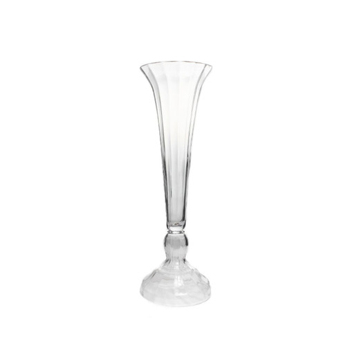 24in Tall Trumpet Clear Glass Vase