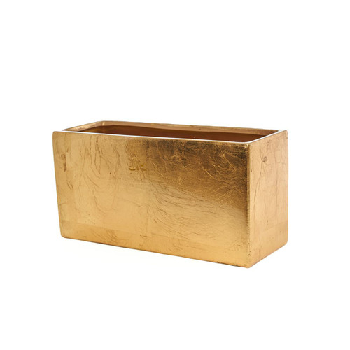 12in Long High Rectangular Ceramic Planter - Matte Gold