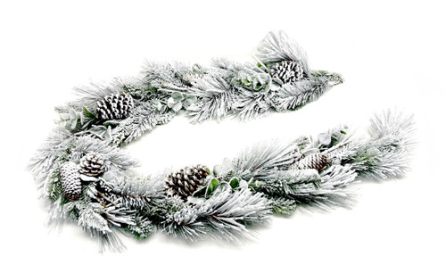 6ft Snow Pine Flocked Garland, 60 Tips