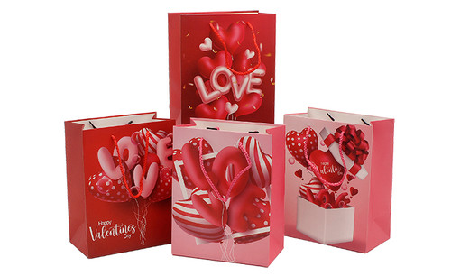 7x9in Valentine Paper Bag with Cord Handles
