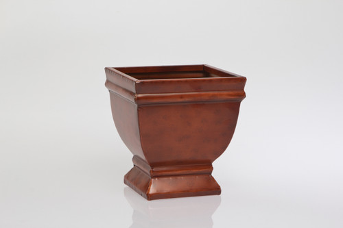 7.5in Tall Square Footed Flared Metal Planter - Brown
