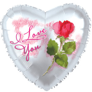 18in I Love You" Foil Balloon with Rose