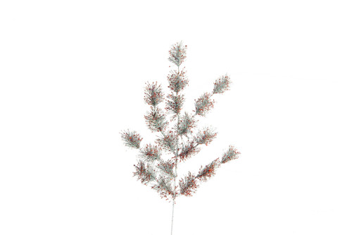 20in Glitter Pine Spray - Silver Red