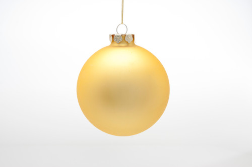 100mm Glass Satin Ball Ornament (Set of 4) - Soft Gold