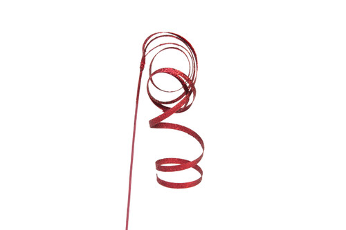 25in Glitter Spiral Ribbon Spray - Burgundy