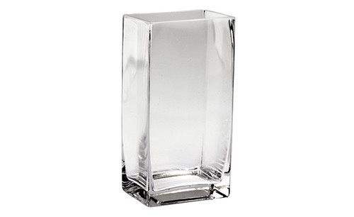 8in Tall Rectangular Clear Glass Vase