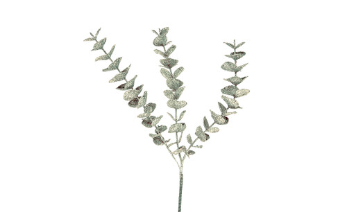 18in Glitter Eucalyptus Spray - Silver