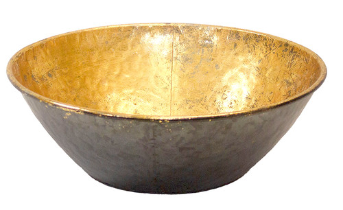 12in Wide Hammered Metal Bowl - Antique Gold
