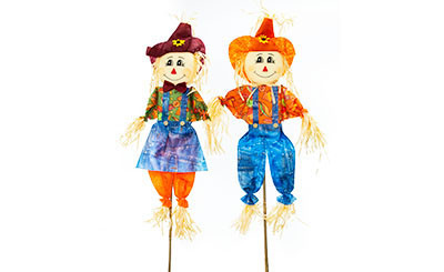 48in Tall Assorted Fall Scarecrows on Poles