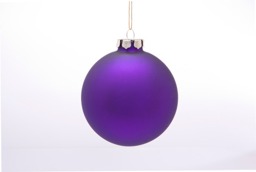 100mm Glass Satin Ball Ornament (Set of 4) - Purple