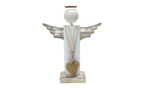 12in Tall Dina Angel - Distressed Wood