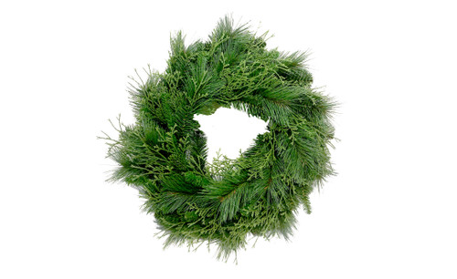 24in Mixed Pine Juniper Wreath, 57 Tips