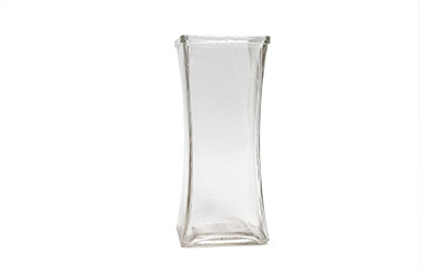 8.5in Tall Gathering Square Clear Glass Vase