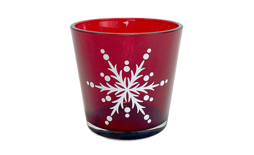 5in Tall Churchill Snowflake Flared Glass Vase - Red