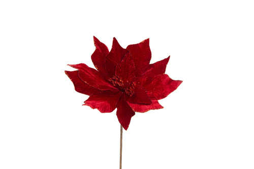 22in Poinsettia Spray with 14in Bloom - Deep Red