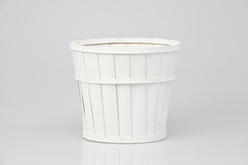 7.5in Wide Splitwood Basket Pot Cover - White