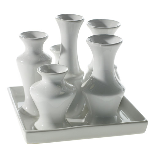 6.25in Wide Chic Square Ceramic Vase - White