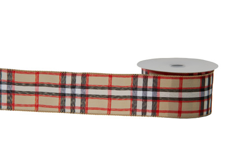 #40 Blurbberry Plaid Xmas Ribbon - Wired Edge (20yd)