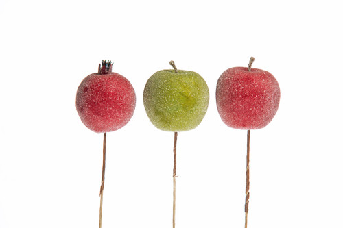 70mm Apple & Pomegrate Sugar Fruit Picks (Set of 12)
