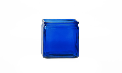 5in Cube Glass Vase - Cobalt Blue