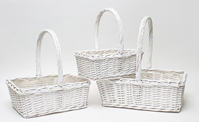 16.5in Long Rectangular Willow Basket with Sewn Liner - Set of 3
