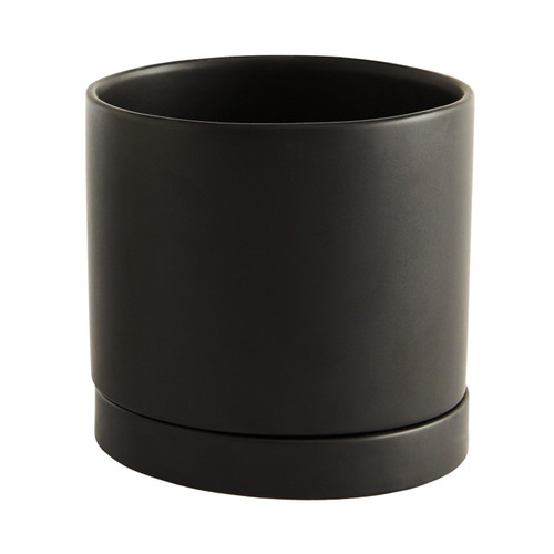 7in Wide Romey Ceramic Pot - Black