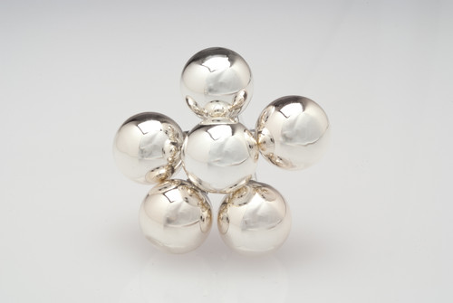 30mm Shiny Glass Ball on Stem - Silver